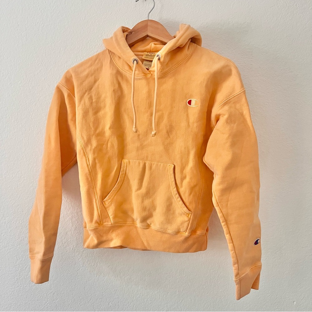 Champion Neon Orange Vintage Wash Hoodie Sz XS